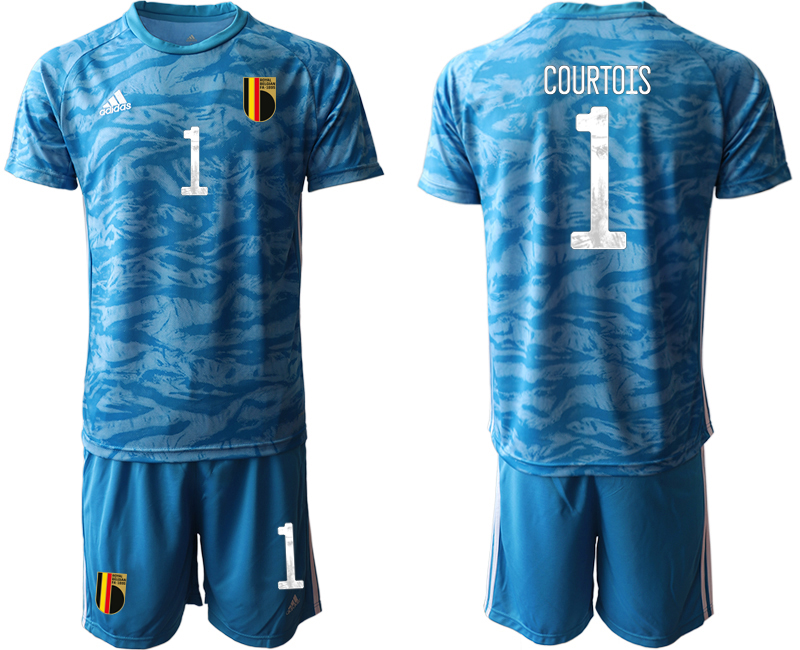 Men 2021 European Cup Belgium blue goalkeeper #1 Soccer Jerseys